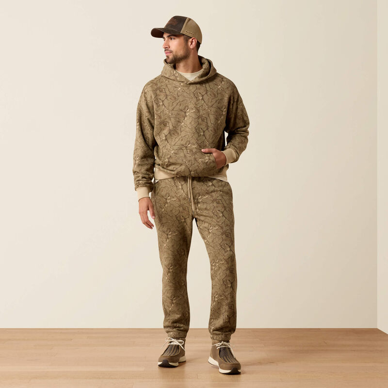 ToughStock Washed Heavyweight Fleece Joggers - Olive Forest Camo