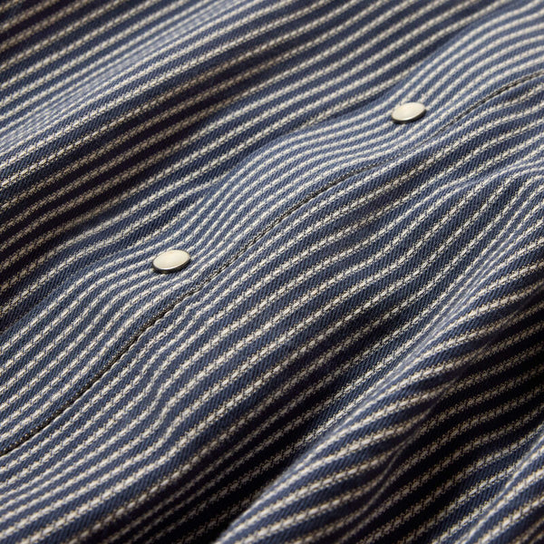 Retro Haywood Fitted Snap Shirt - Ombre Blue Stripe