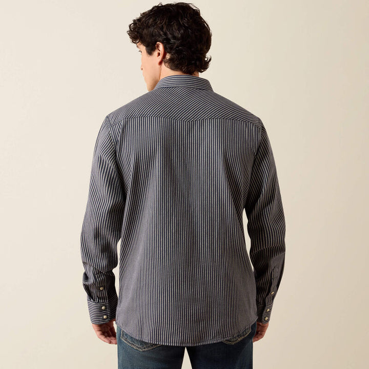 Retro Haywood Fitted Snap Shirt - Ombre Blue Stripe