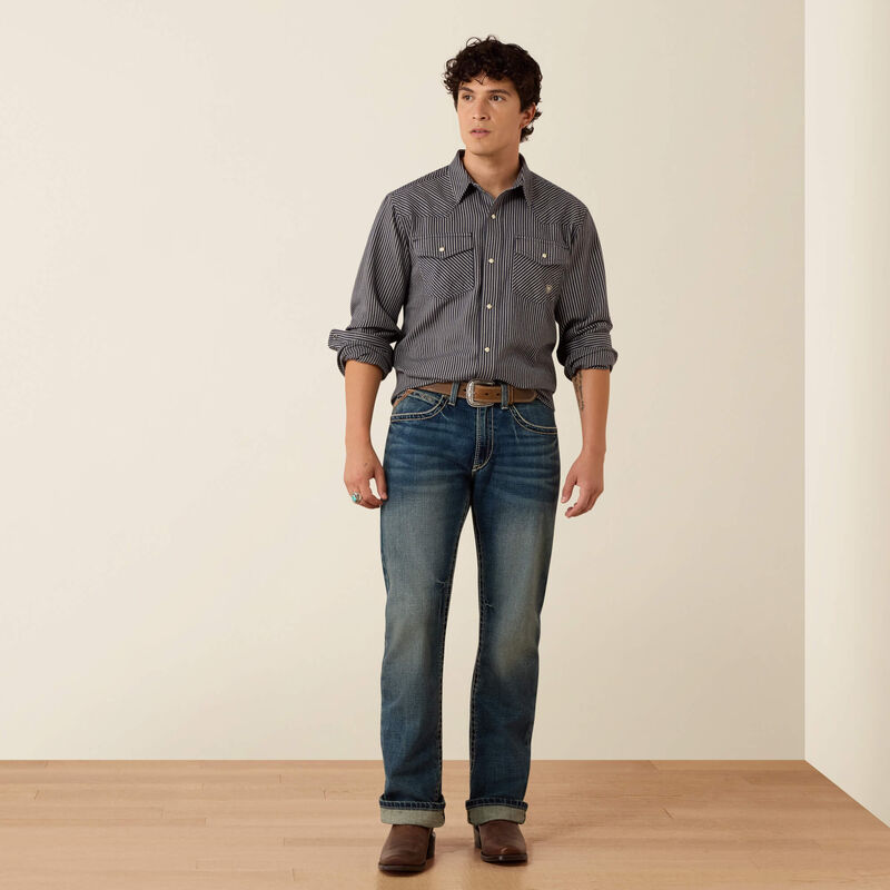 Retro Haywood Fitted Snap Shirt - Ombre Blue Stripe