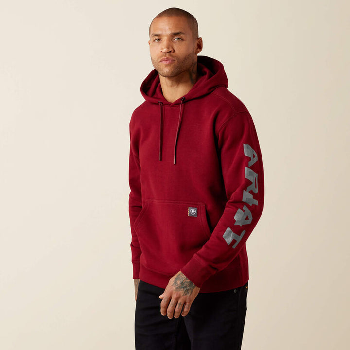Rebar Lightweight Logo Hoodie - Pomegranate