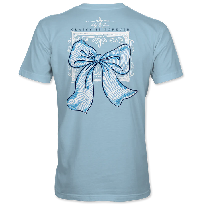 Lily Grace "Classy Is Forever" Preppy Pocket Tee – Chambray