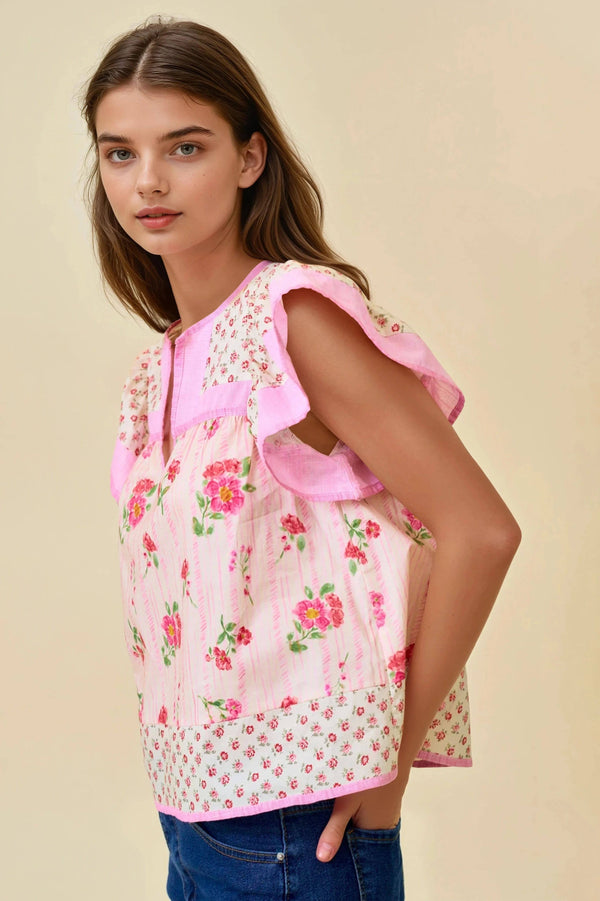 Flutter Sleeve Top - Pink