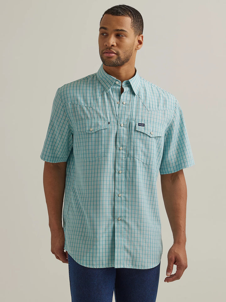 Wrangler Performance S/S Button Shirt - Blue