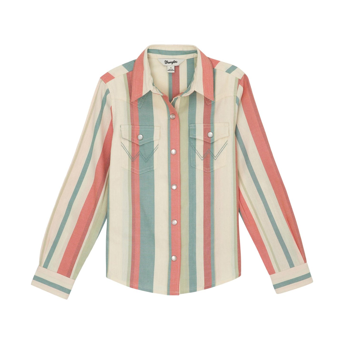 Girl's Striped Western Snap Shirt - Dusted Stripe
