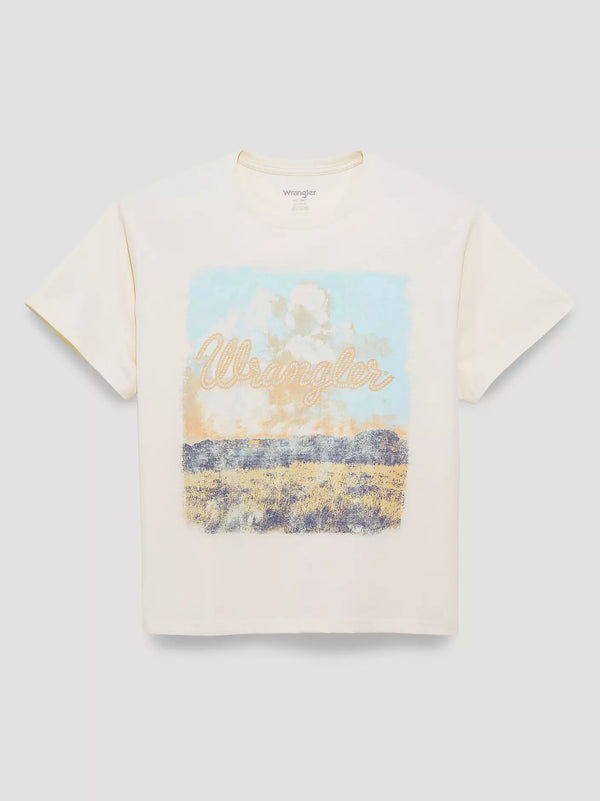 Distressed Landscape Girlfriend Graphic Tee - Antique White