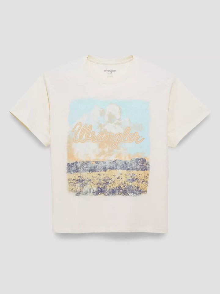 Distressed Landscape Girlfriend Graphic Tee - Antique White