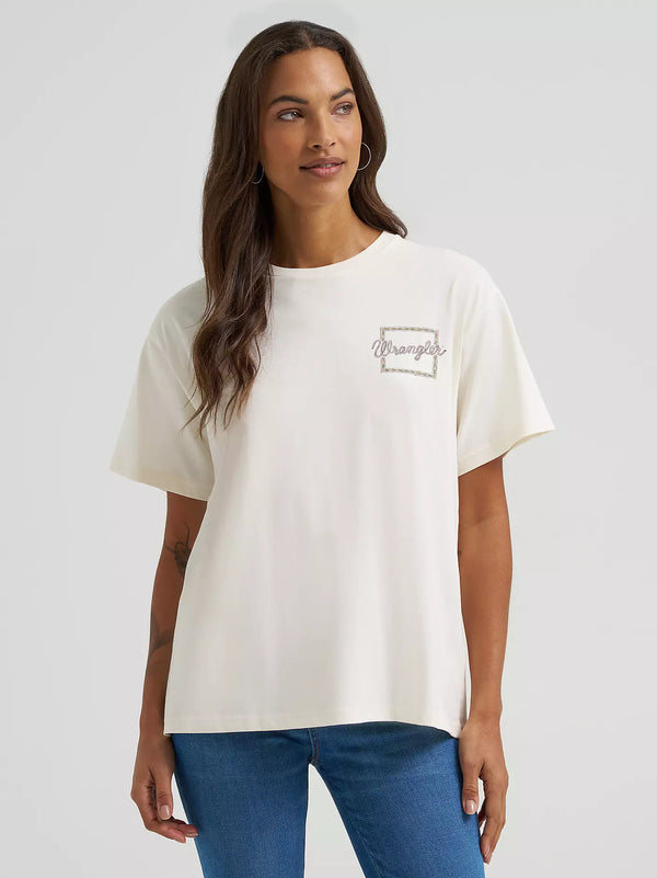 Wild Free Stamp Girlfriend Back Graphic Tee - Egret