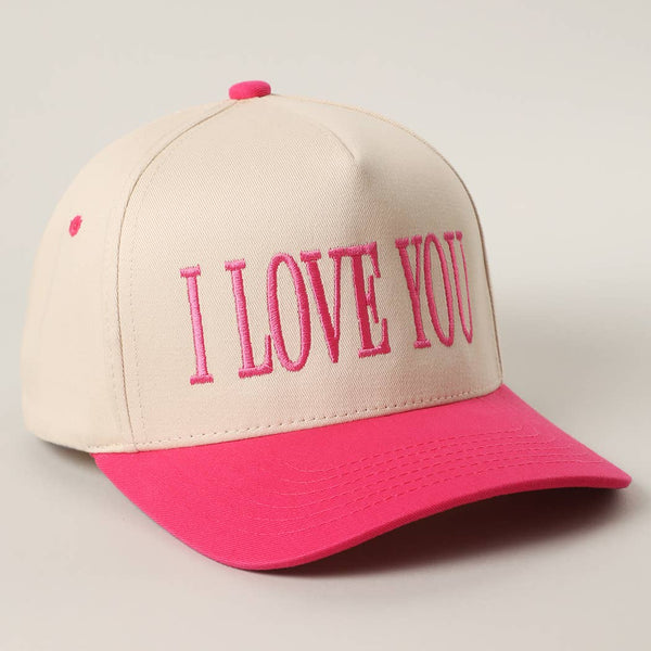 I Love You Trucker Hat - Pink & Cream