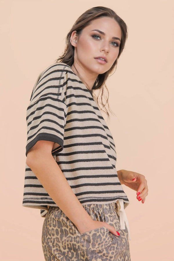 Oversized Stripe Top - Black