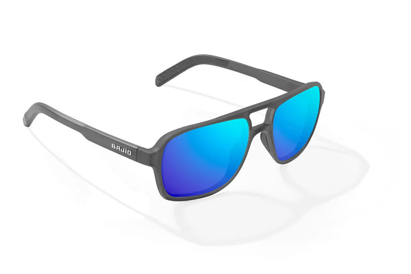 12 South Dark Gray Glass Matte with Blue Mirror Plastic Lenses