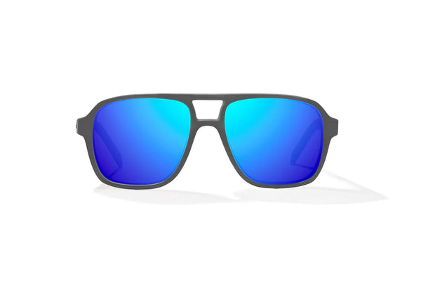 12 South Dark Gray Glass Matte with Blue Mirror Plastic Lenses