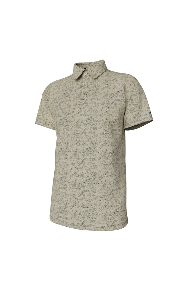 Pointer Pattern Performance Polo - Cloud Cream Pattern