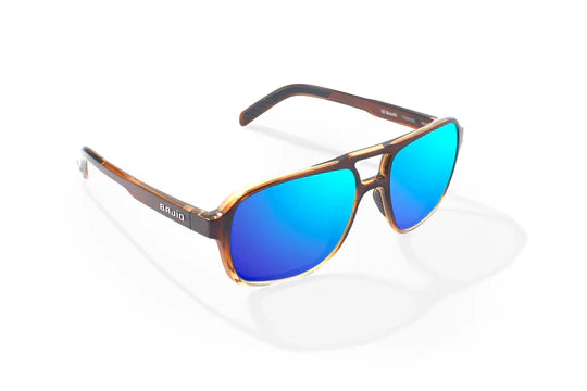 12 South Whiskey Fade Gloss with Blue Mirror Plastic Lenses