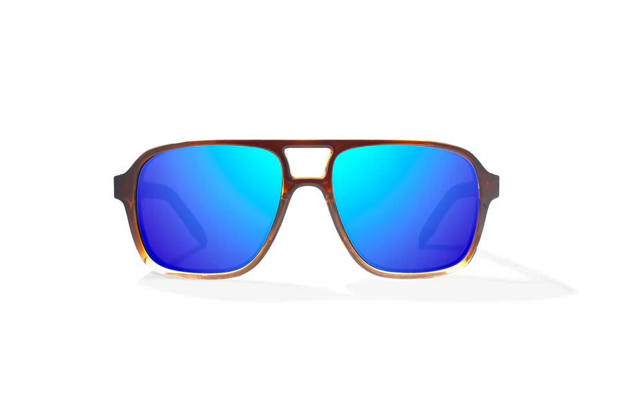 12 South Whiskey Fade Gloss with Blue Mirror Glass Lenses