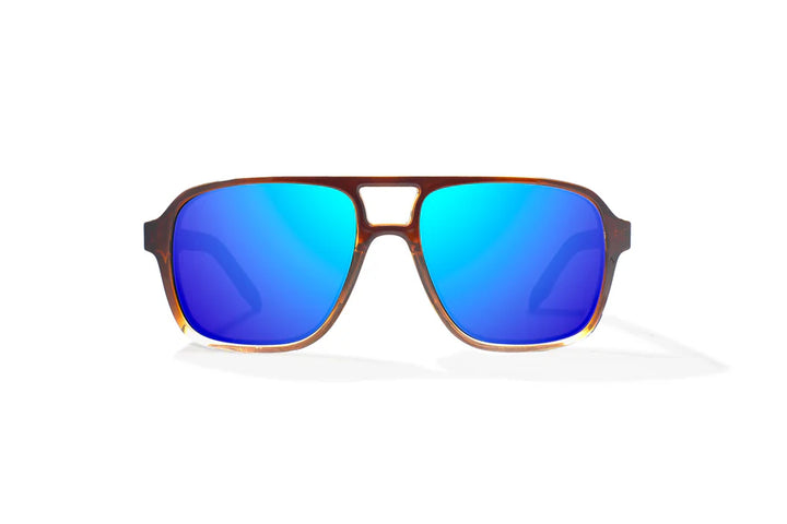 12 South Whiskey Fade Gloss with Blue Mirror Glass Lenses