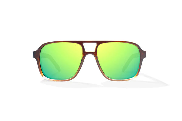 12 South Whiskey Fade Gloss with Green Mirror Plastic Lenses