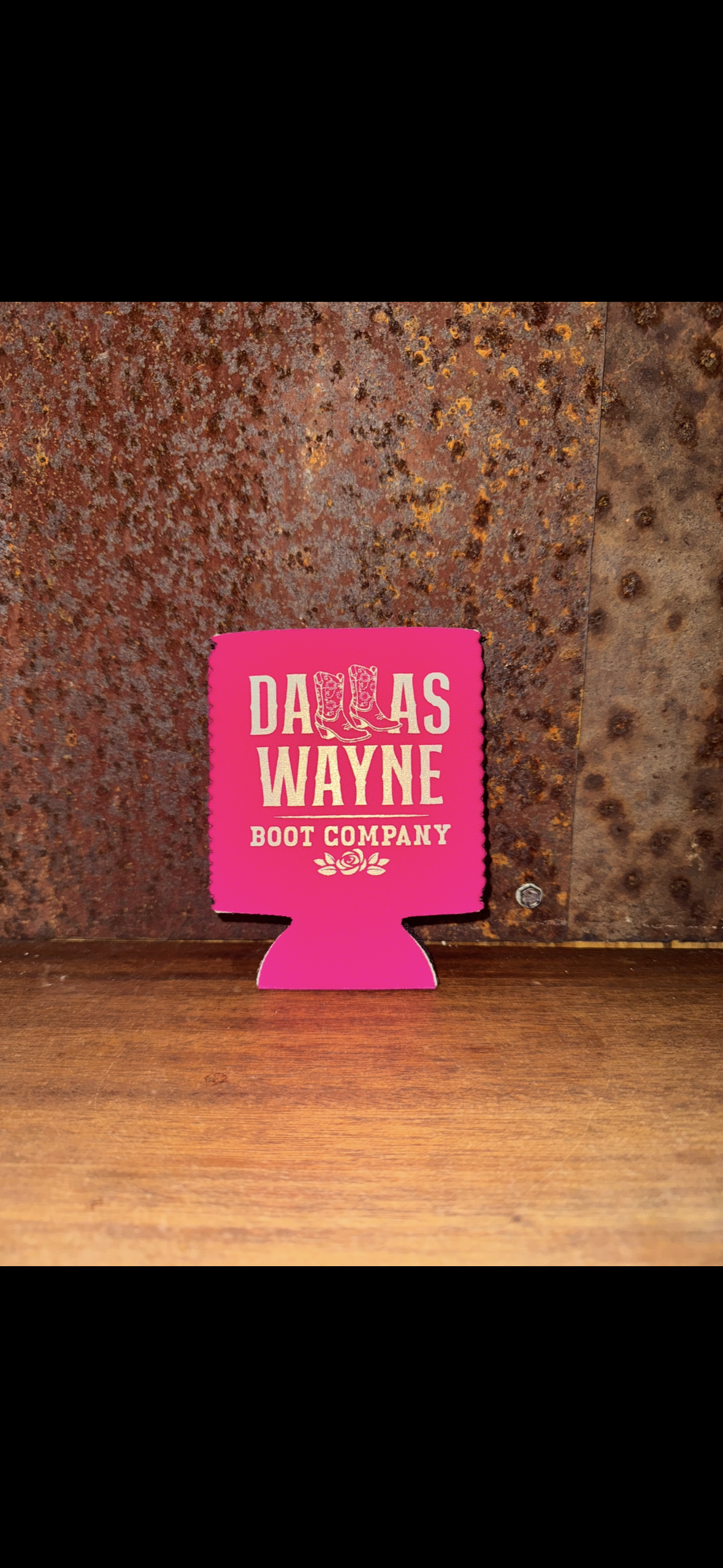 Dallas Wayne Cowgirl Boot Logo Koozie