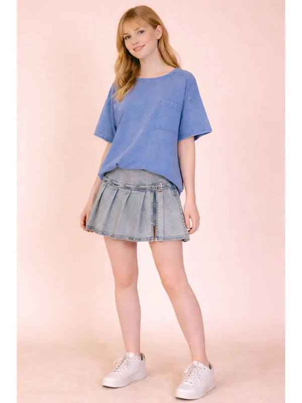Mineral Washed Pocket Tee - Blue