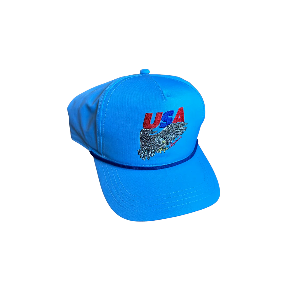 USA Eagle 5 Panel Performance Hat- Sky Blue