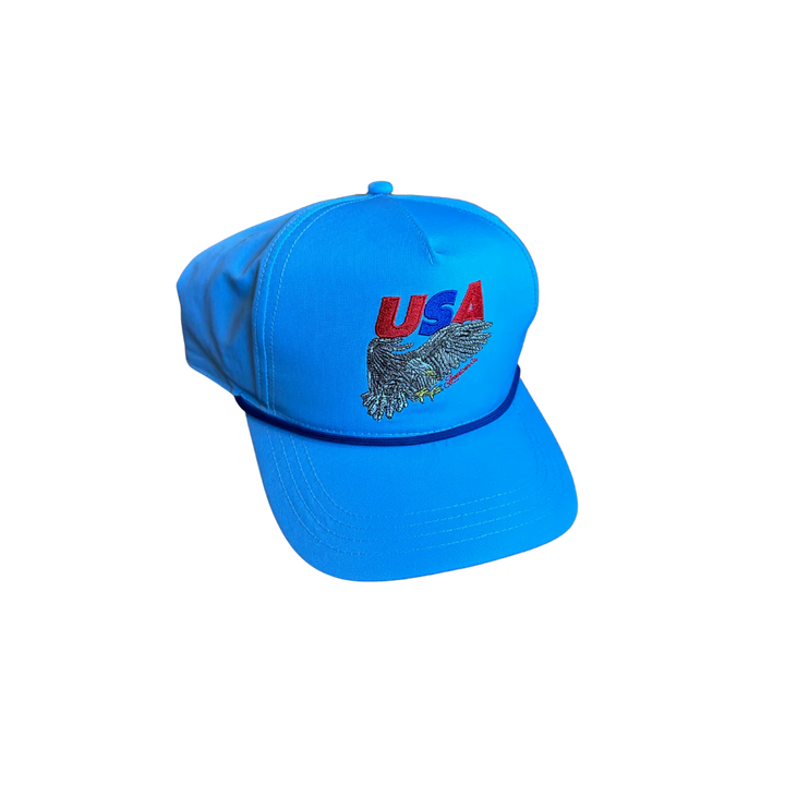 USA Eagle 5 Panel Performance Hat- Sky Blue