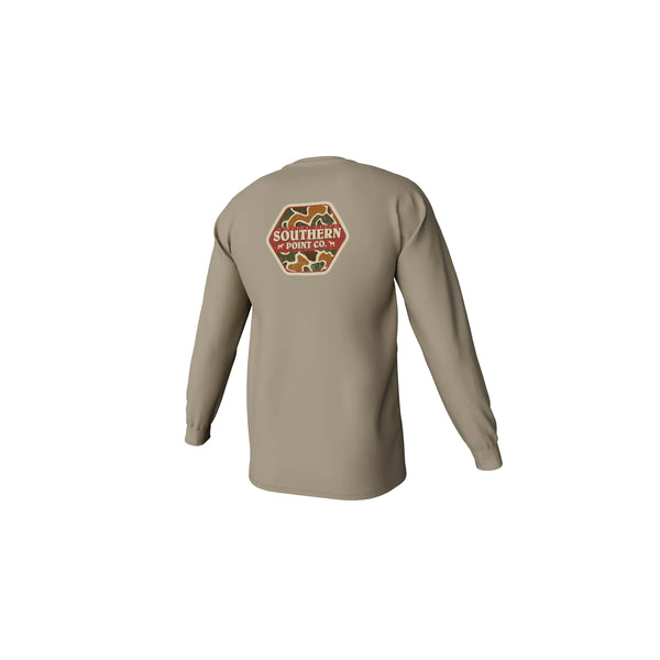 Youth Camo Logo Long Sleeve Pocket Tee - Sandstone