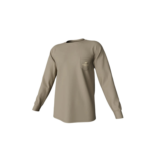 Youth Camo Logo Long Sleeve Pocket Tee - Sandstone