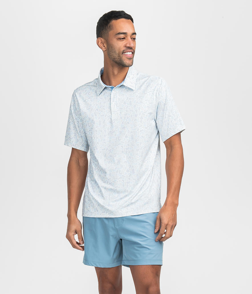 Hunter's Hideaway Printed Polo - River Rock