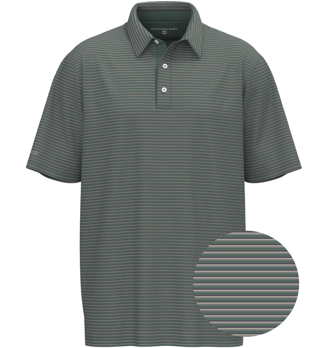 Crestline Stripe Polo - Dark Forest