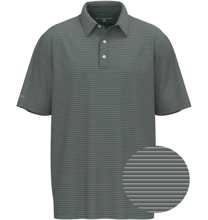Crestline Stripe Polo - Dark Forest