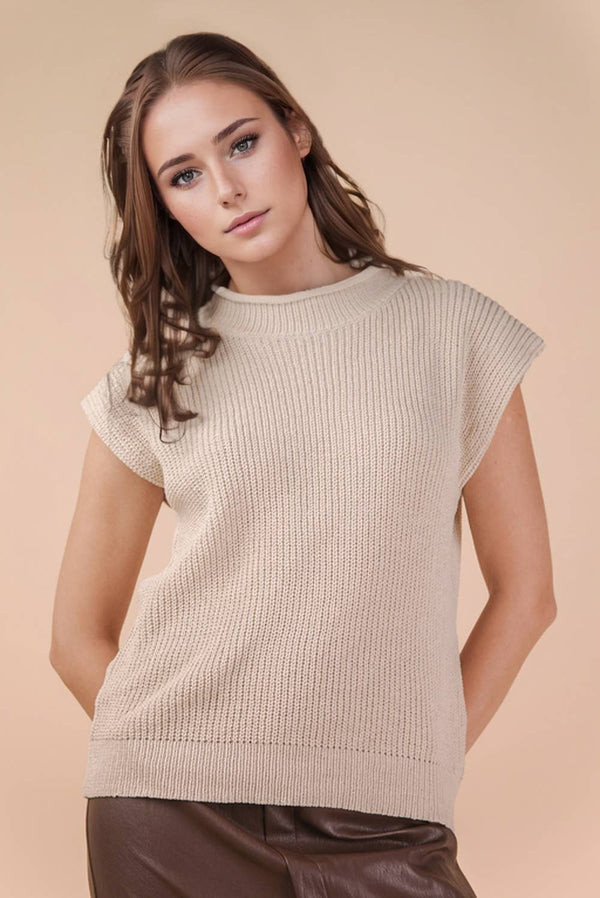 Oversized Soft Knit Sweater Vest - Ecru