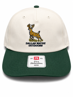 Dallas Wayne Outdoors Leaping Buck Trucker Hat - Cream & Dark Green