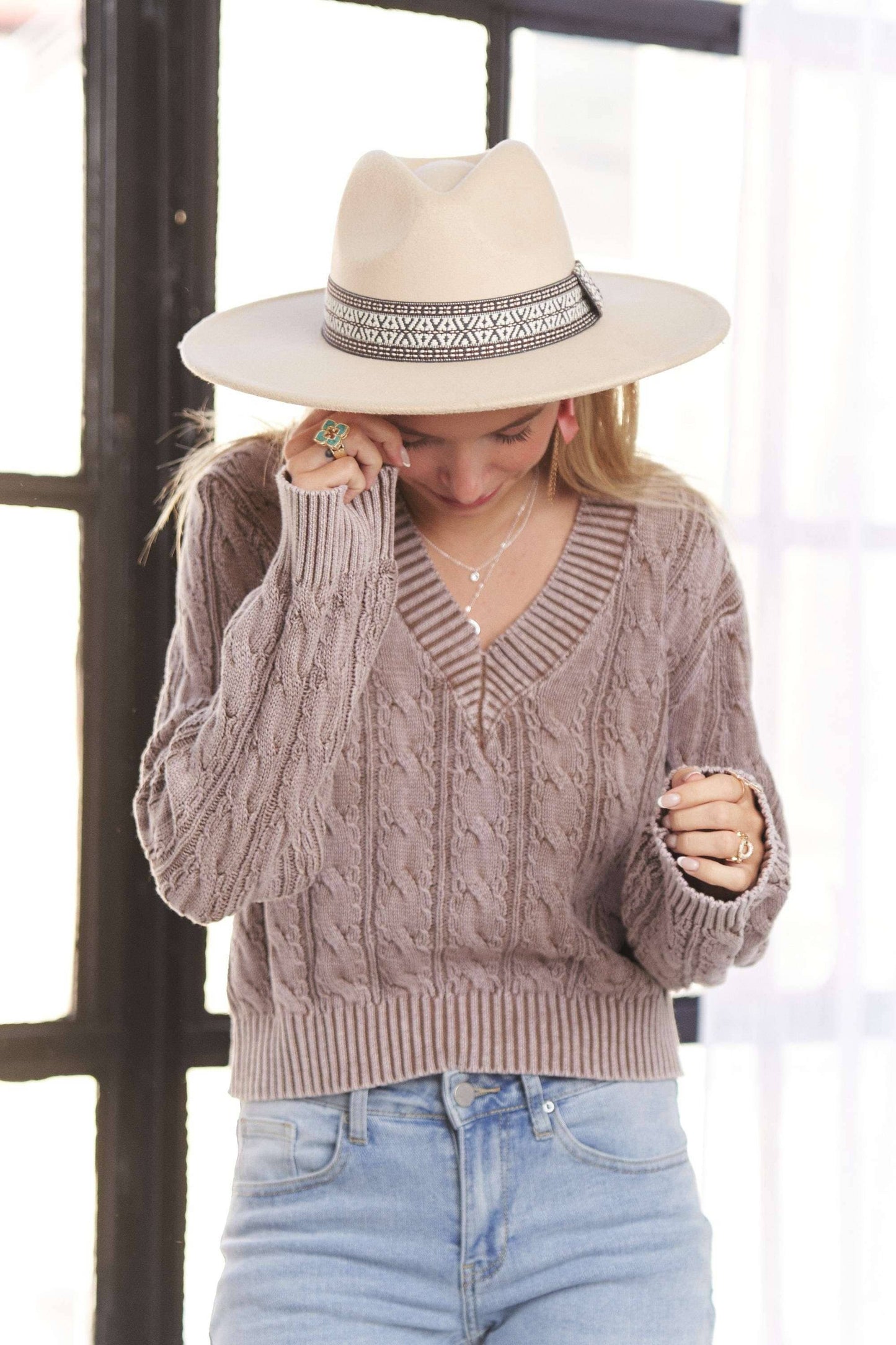 Mineral Washed Sweater - Taupe