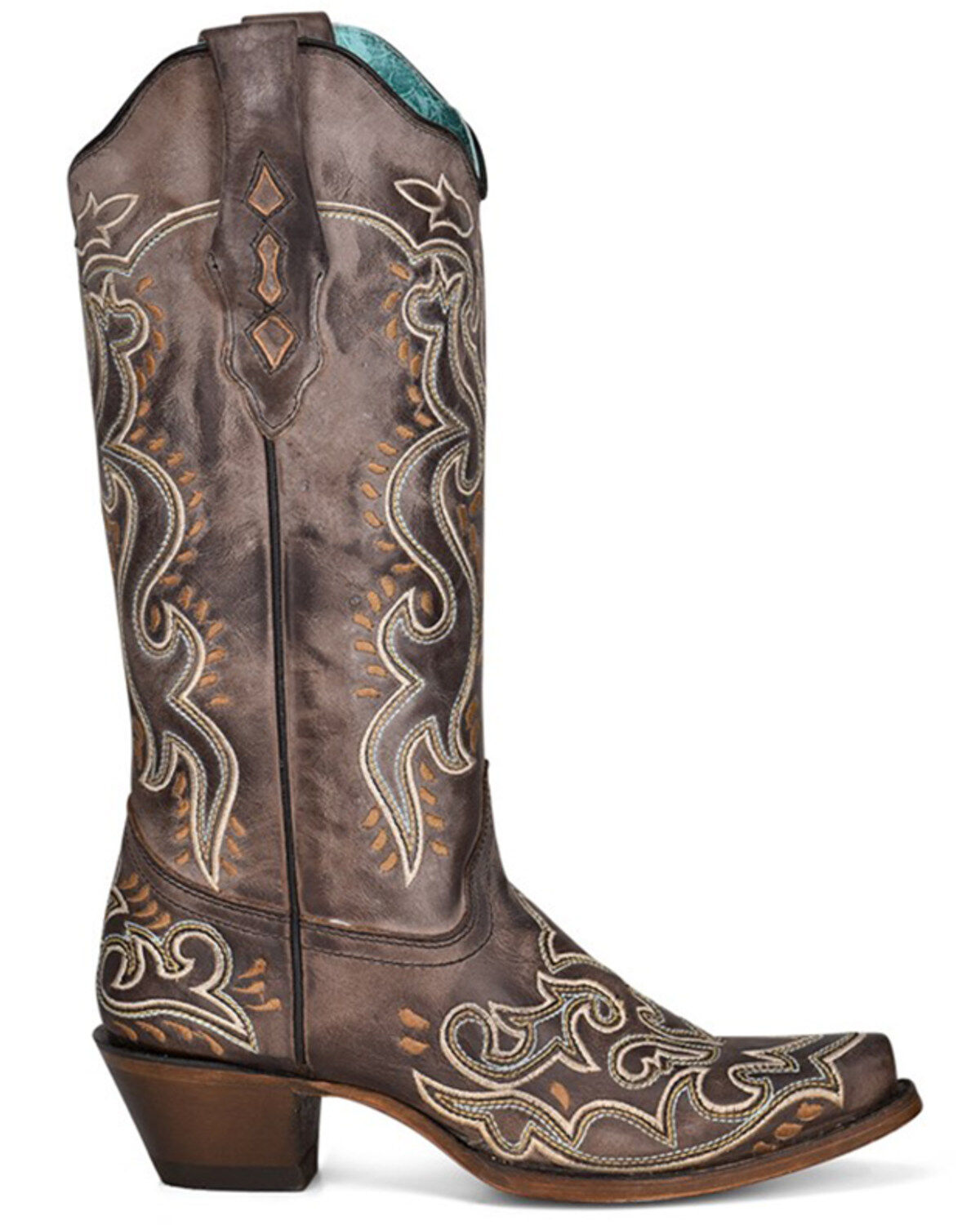 Corral Women's Brown Embroidery Western Boots - Snip Toe