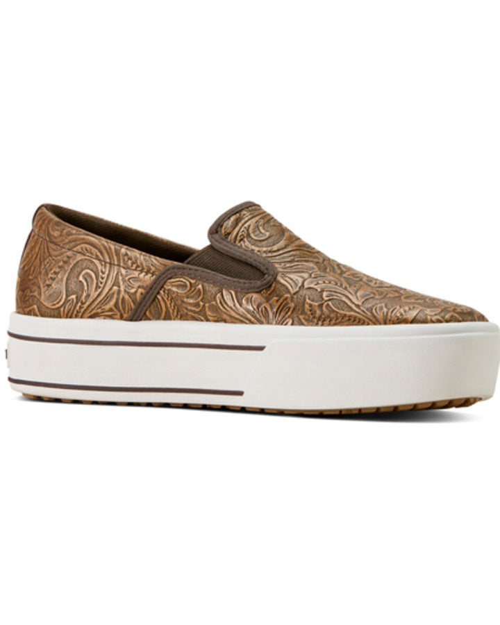 Women's Skylar Slip-On Casual Shoe - Brown Floral Embossed