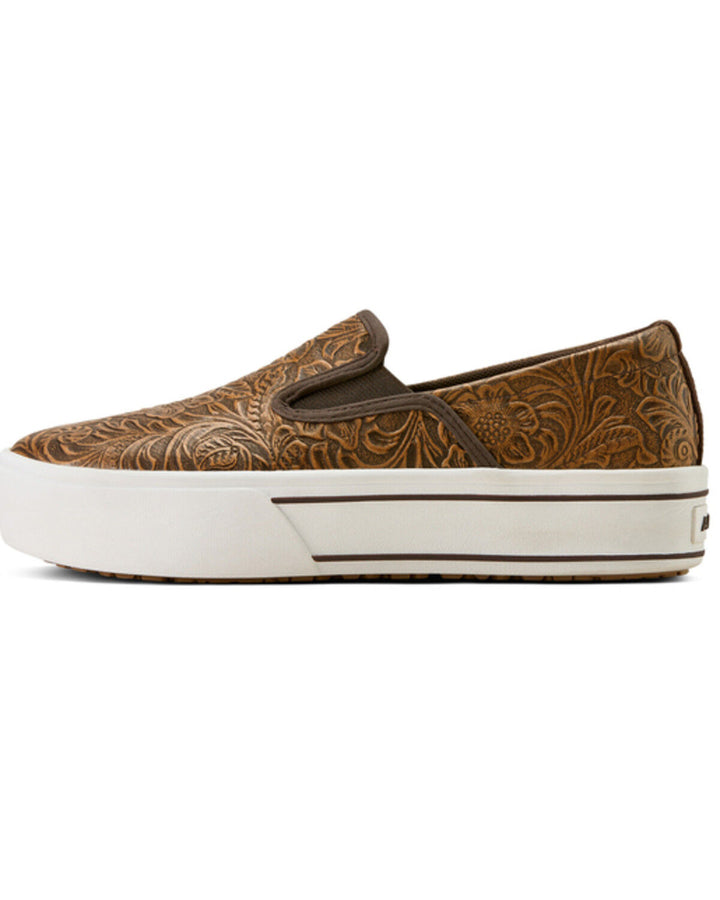 Women's Skylar Slip-On Casual Shoe - Brown Floral Embossed
