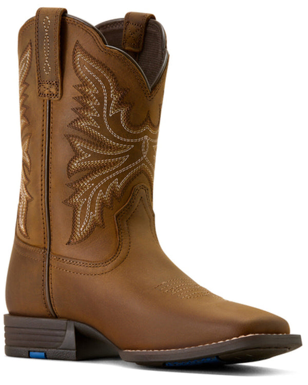Boy's Westwood Distressed Performance Broad Square Toe Western Boot - Brown