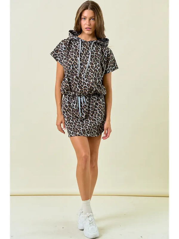 Leopard Terry Mini Skirt