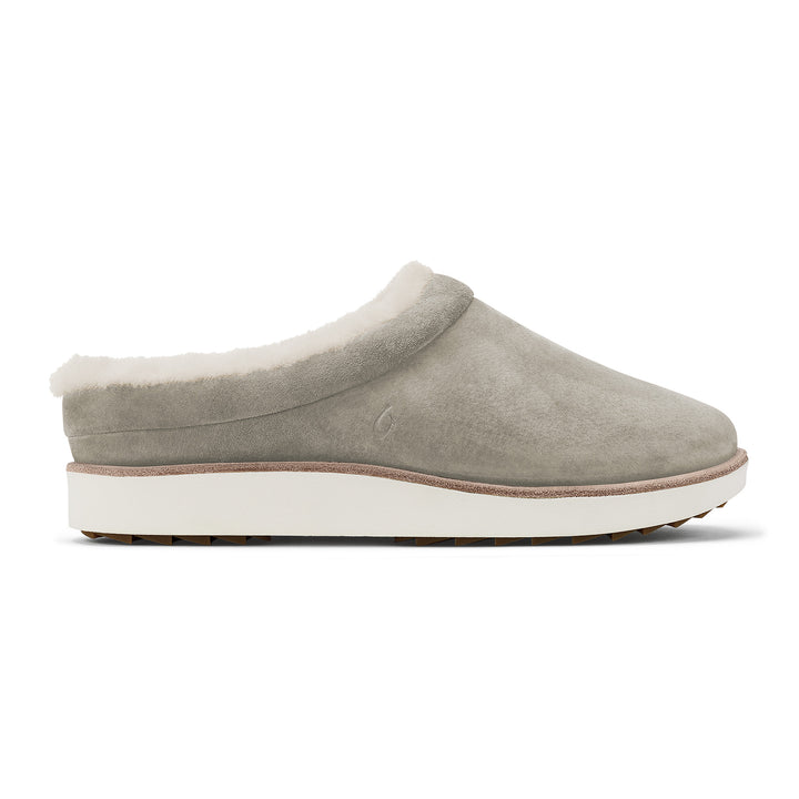 Mani Leather Mule Slipper - Taupe Grey & Golden Sand