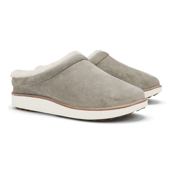 Mani Leather Mule Slipper - Taupe Grey & Golden Sand