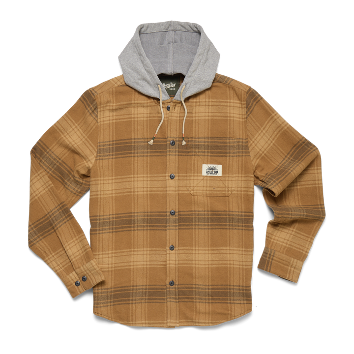 Salvo Hooded Blanket Flannel - Mesa Plaid - Duck Brown