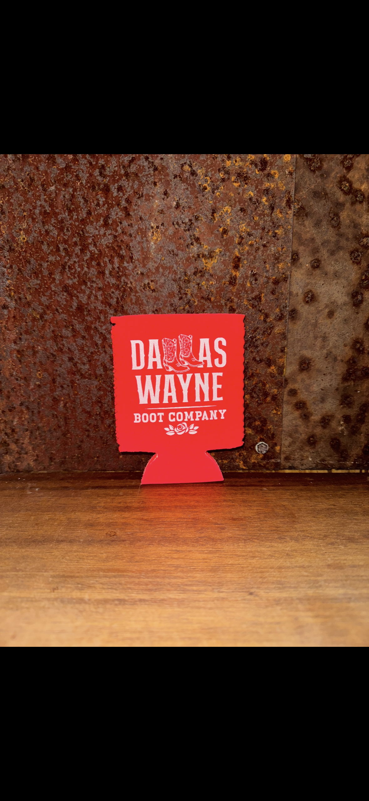 Dallas Wayne Cowgirl Boot Logo Koozie