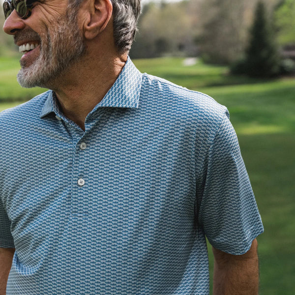 Elm Trout Run Printed Performance Polo