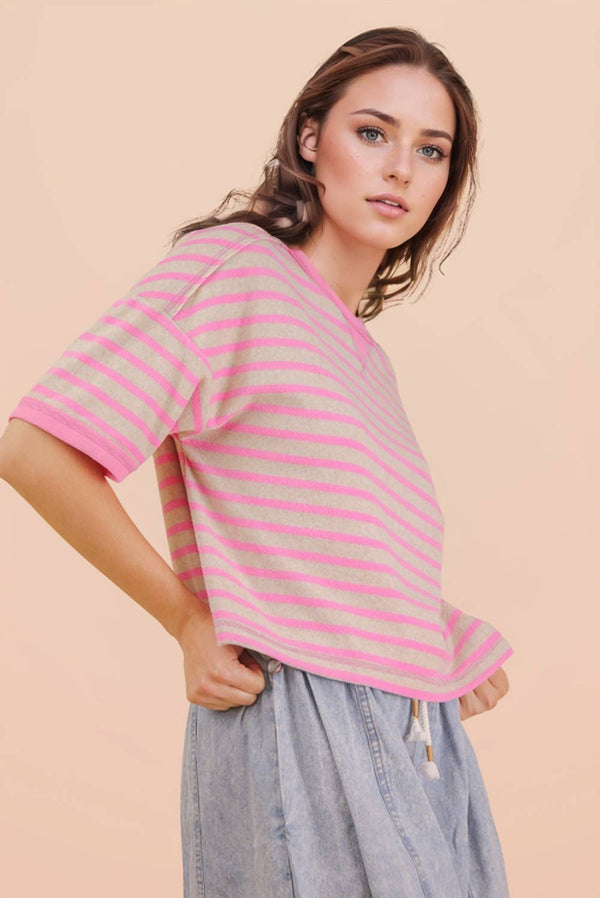 Oversized Stripe Top - Pink