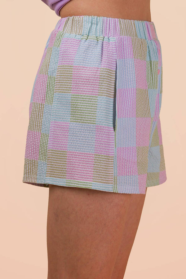 Striped & Checker Boxer Shorts - Pink Mix