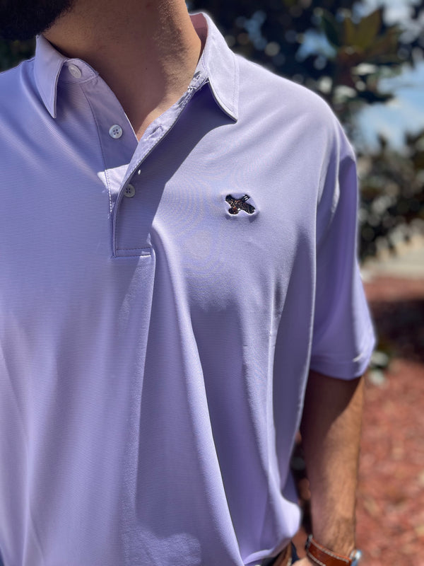 Quail Performance Polo - Lilac & White Stripes