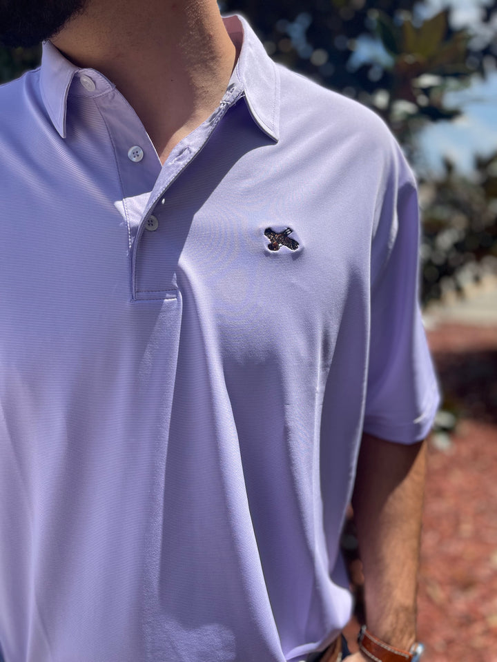 Quail Performance Polo - Lilac & White Stripes