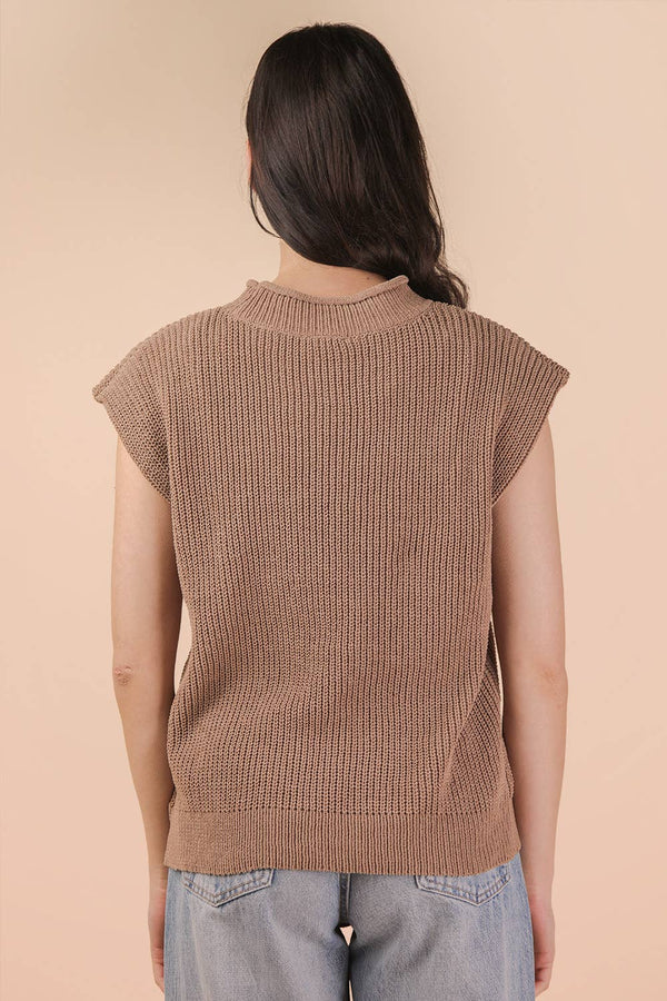 Oversized Soft Knit Sweater Vest - Mocha