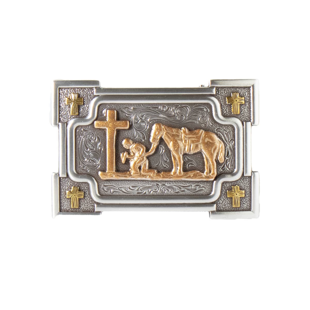 Rectangle Cowboy Praying Buckle
