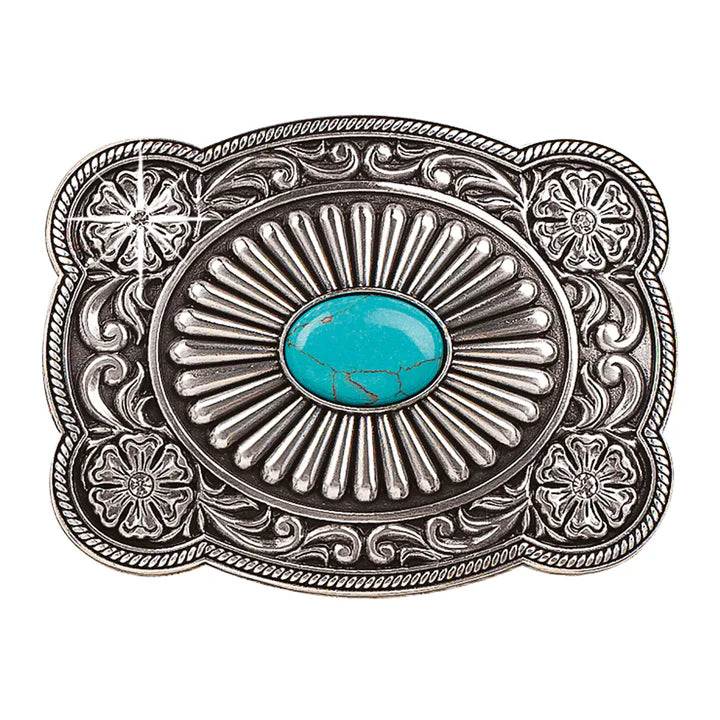 M&F® Turquoise Stone Fan Design Belt Buckle